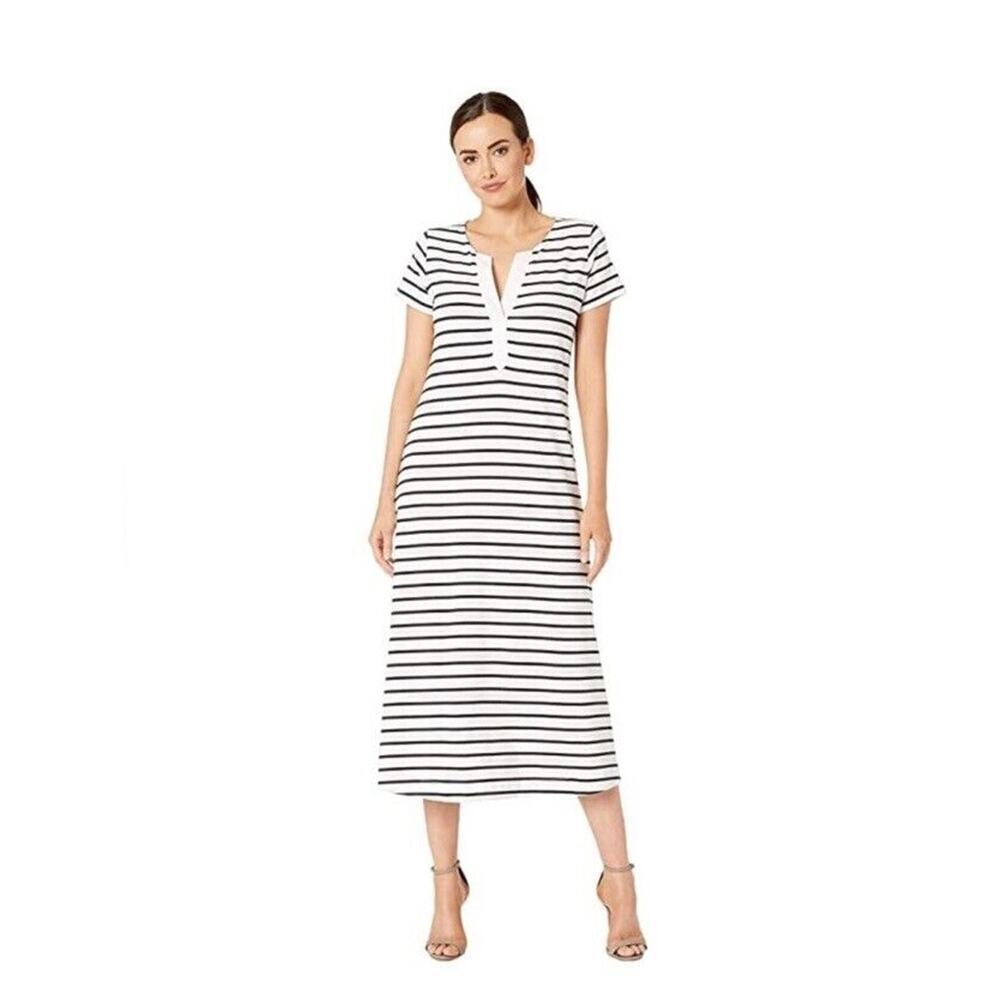 Vinyard‎ Vines Madi Dress Womens Size Small Black White Striped Beachy Nautical